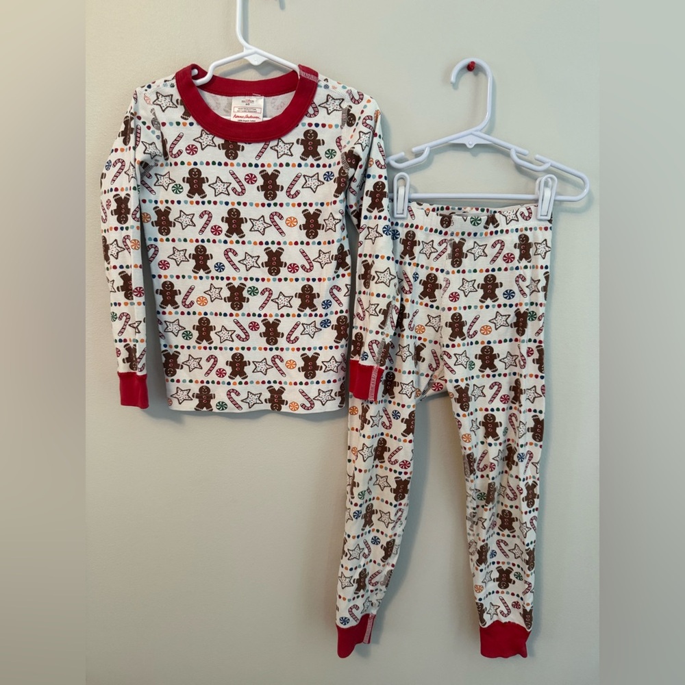 Hanna Andersson Christmas Red and White Gingerbread Kids Pajama Set